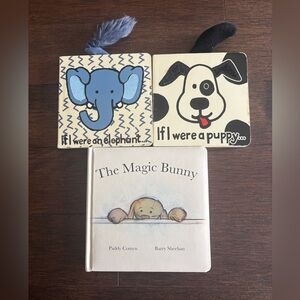 Set of 3 Books - Blue Elephant, Black & White Puppy, The Magic Bunny Jelly Cat
